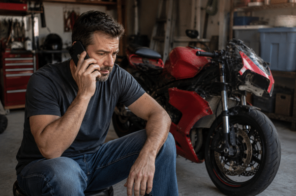 A person discussing whether they have to go to court for a Phoenix motorcycle accident case.