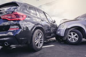 Car crash dangerous accident on the road.