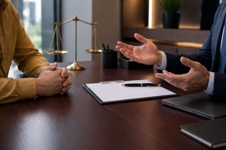 Client and Phoenix car accident lawyer discussing settlement value