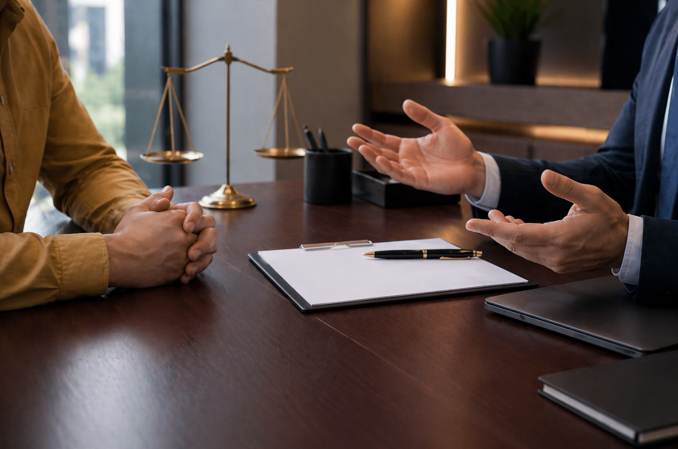 Client and Phoenix car accident lawyer discussing settlement value