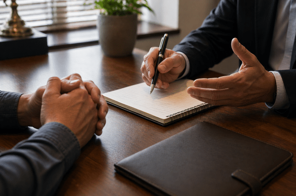 Phoenix wrongful death lawyer consulting with a client during a legal meeting.