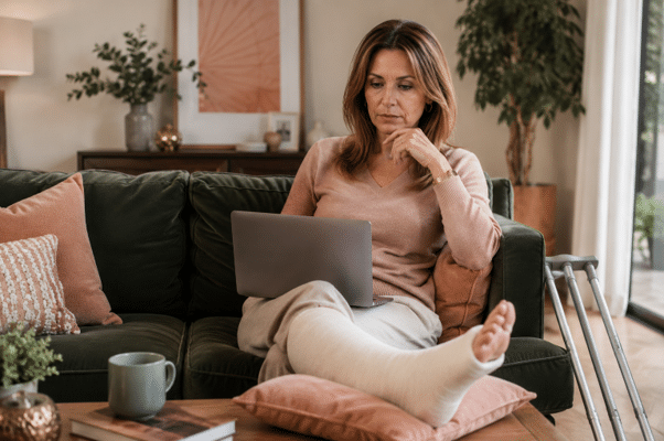 A person learning about pedestrian accident settlement stages and the injury claim process in Newport Beach.