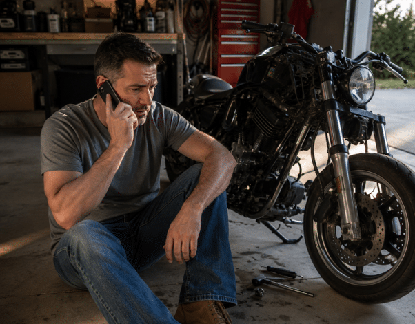 A person discussing punitive damages with a Newport Beach motorcycle accident lawyer.