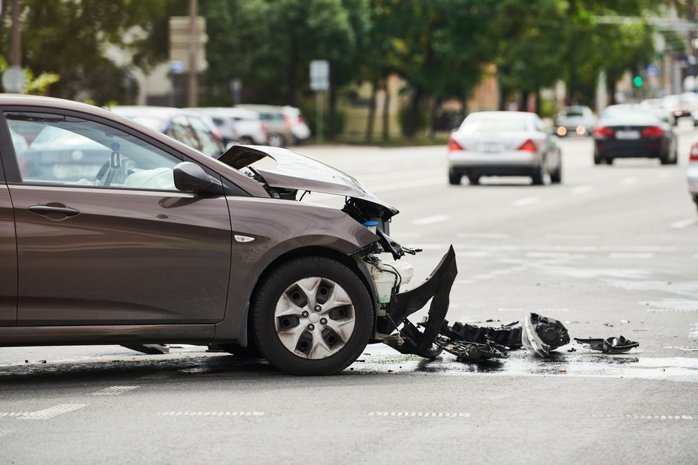 Photo of a car crash in California for an article page that explains California car accident laws.